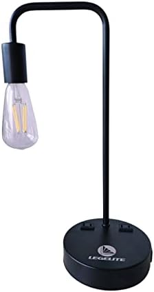מנורת שולחן ליגלייט, מנורת שולחן בקרת מגע תעשייתית עם 2 יציאות טעינה USB ושני חנויות חשמל, מנורת שידת לילה של 3 כיוונים