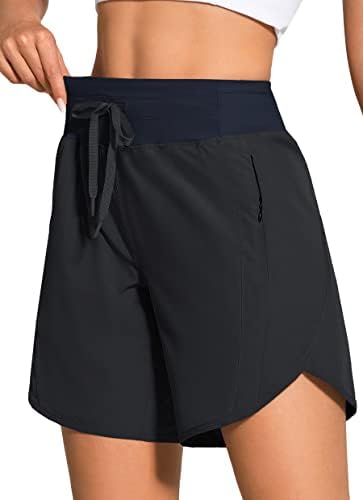Zuty 7 מכנסיים אתלטים בעלי מותניים גבוהים לנשים המפעילות אימון מכנסיים קצרים ארוכים עם 3 כיסי רוכסן