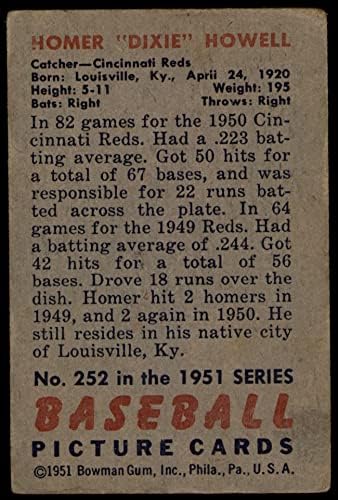 1951 Bowman 252 דיקסי האוול סינסינטי אדומים דיקן כרטיסים 2 - אדומים טובים