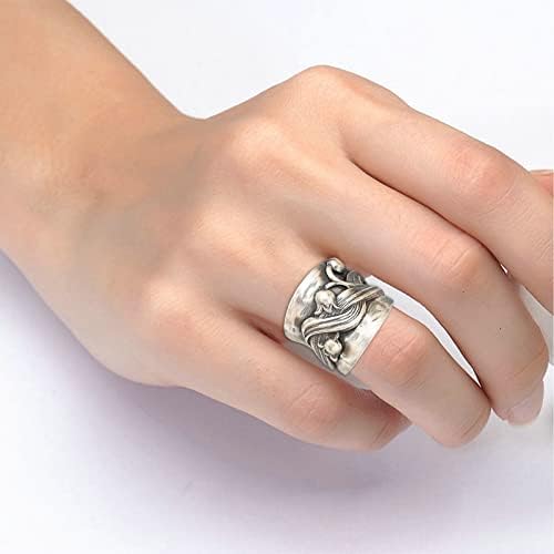 טבעת תואמת לנשים אופנה יום האם כסף טורקיז טבעי טבעת וינטג 'מתנות בוהמיות לטבעות ההבטחה של יום האם