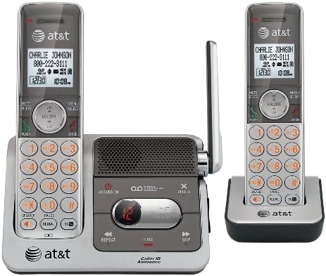 AT&T CL82201 DECT 6.0 טלפון אלחוטי, כסף/אפור, 2 מכשירים