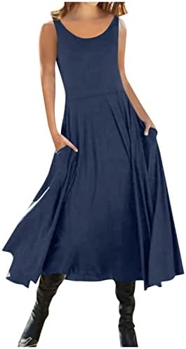 דופוק קיץ שמלות לנשים 2023 אביב צווארון עגול קצר/ארוך שרוולים הדפסת זורם מכפלת הברך אורך שמלה עם כיסים