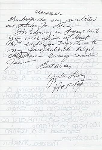 ייל לארי יד חתומה 6x8 מכתב כתוב ביד+היכל התהילה של הכדורגל COA - NFL חתימה חתימה שונים של פריטים שונים